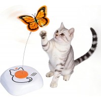 【Generic】Automatic Rotating Butterfly Cat Toy – Electric Self-Play Wand with Feather, Interactive Toy for Indoor Cats, Quiet & Energy-Saving, AA Battery Powered