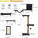 【GIFAIRY】5-in-1 Cat Wall Shelves – Multi-Level Climbing System with Bed, Cave, Perch & Scratching Post, Space-Saving Playground for Indoor Cats, Natural Wood Gray 【GIFAIRY】5-in-1 Cat Wall Shelves – Multi-Level Climbing System with Bed, Cave, Perch & Scratching Post, Space-Saving Playground for Indoor Cats, Natural Wood Gray