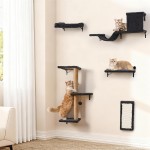 【GIFAIRY】5-in-1 Cat Wall Shelves – Multi-Level Climbing System with Bed, Cave, Perch & Scratching Post, Space-Saving Playground for Indoor Cats, Natural Wood Gray 【GIFAIRY】5-in-1 Cat Wall Shelves – Multi-Level Climbing System with Bed, Cave, Perch & Scratching Post, Space-Saving Playground for Indoor Cats, Natural Wood Gray