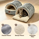 【Noocyarn】2-in-1 Covered Cat Cave Bed – Enclosed House with Zippered Washable Mat, for Indoor Cats, Small Dogs & Kittens, Grey 【Noocyarn】2-in-1 Covered Cat Cave Bed – Enclosed House with Zippered Washable Mat, for Indoor Cats, Small Dogs & Kittens, Grey