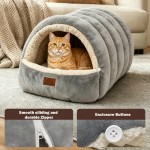 【Noocyarn】2-in-1 Covered Cat Cave Bed – Enclosed House with Zippered Washable Mat, for Indoor Cats, Small Dogs & Kittens, Grey 【Noocyarn】2-in-1 Covered Cat Cave Bed – Enclosed House with Zippered Washable Mat, for Indoor Cats, Small Dogs & Kittens, Grey