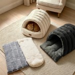 【Noocyarn】2-in-1 Covered Cat Cave Bed – Enclosed House with Zippered Washable Mat, for Indoor Cats, Small Dogs & Kittens, Grey 【Noocyarn】2-in-1 Covered Cat Cave Bed – Enclosed House with Zippered Washable Mat, for Indoor Cats, Small Dogs & Kittens, Grey