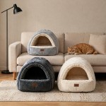 【Noocyarn】2-in-1 Covered Cat Cave Bed – Enclosed House with Zippered Washable Mat, for Indoor Cats, Small Dogs & Kittens, Grey 【Noocyarn】2-in-1 Covered Cat Cave Bed – Enclosed House with Zippered Washable Mat, for Indoor Cats, Small Dogs & Kittens, Grey