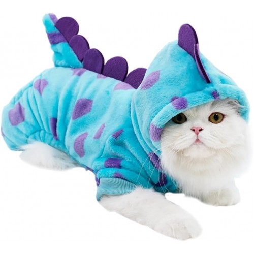 【CELONROMF】Dinosaur Hooded Jumpsuit for Small Dogs & Cats – Soft Flannel, Warm Four-Legged Design with Leash Hole, Funny Cosplay Outfit for Easter, Halloween & Christmas (X-Small) 【CELONROMF】Dinosaur Hooded Jumpsuit for Small Dogs & Cats – Soft Flannel, Warm Four-Legged Design with Leash Hole, Funny Cosplay Outfit for Easter, Halloween & Christmas (X-Small)