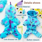【CELONROMF】Dinosaur Hooded Jumpsuit for Small Dogs & Cats – Soft Flannel, Warm Four-Legged Design with Leash Hole, Funny Cosplay Outfit for Easter, Halloween & Christmas (X-Small) 【CELONROMF】Dinosaur Hooded Jumpsuit for Small Dogs & Cats – Soft Flannel, Warm Four-Legged Design with Leash Hole, Funny Cosplay Outfit for Easter, Halloween & Christmas (X-Small)