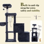 【Hey brother】Cat Tree Tower with Scratching Posts – 2 Condos, 2 Platforms, Grooming Brush & Basket, Climbing Pathway for Indoor Cats, 51.2", Smoky Gray MPJ061G 【Hey brother】Cat Tree Tower with Scratching Posts – 2 Condos, 2 Platforms, Grooming Brush & Basket, Climbing Pathway for Indoor Cats, 51.2", Smoky Gray MPJ061G