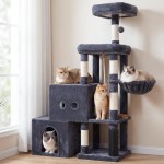 【Hey brother】Cat Tree Tower with Scratching Posts – 2 Condos, 2 Platforms, Grooming Brush & Basket, Climbing Pathway for Indoor Cats, 51.2", Smoky Gray MPJ061G 【Hey brother】Cat Tree Tower with Scratching Posts – 2 Condos, 2 Platforms, Grooming Brush & Basket, Climbing Pathway for Indoor Cats, 51.2", Smoky Gray MPJ061G