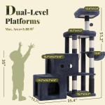 【Hey brother】Cat Tree Tower with Scratching Posts – 2 Condos, 2 Platforms, Grooming Brush & Basket, Climbing Pathway for Indoor Cats, 51.2", Smoky Gray MPJ061G 【Hey brother】Cat Tree Tower with Scratching Posts – 2 Condos, 2 Platforms, Grooming Brush & Basket, Climbing Pathway for Indoor Cats, 51.2", Smoky Gray MPJ061G