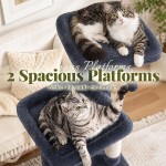 【Hey brother】Cat Tree Tower with Scratching Posts – 2 Condos, 2 Platforms, Grooming Brush & Basket, Climbing Pathway for Indoor Cats, 51.2", Smoky Gray MPJ061G 【Hey brother】Cat Tree Tower with Scratching Posts – 2 Condos, 2 Platforms, Grooming Brush & Basket, Climbing Pathway for Indoor Cats, 51.2", Smoky Gray MPJ061G