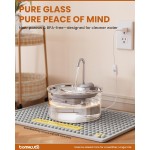 【Tomxcute】Glass Cat Water Fountain, 84oz/2.5L Scientific Gold Capacity for 1-2 Cats, Tiered Step-Level with Soft Warm Glow, Ultra Quiet Borosilicate Glass, Reduces Feline Acne 【Tomxcute】Glass Cat Water Fountain, 84oz/2.5L Scientific Gold Capacity for 1-2 Cats, Tiered Step-Level with Soft Warm Glow, Ultra Quiet Borosilicate Glass, Reduces Feline Acne