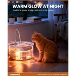 【Tomxcute】Glass Cat Water Fountain, 84oz/2.5L Scientific Gold Capacity for 1-2 Cats, Tiered Step-Level with Soft Warm Glow, Ultra Quiet Borosilicate Glass, Reduces Feline Acne 【Tomxcute】Glass Cat Water Fountain, 84oz/2.5L Scientific Gold Capacity for 1-2 Cats, Tiered Step-Level with Soft Warm Glow, Ultra Quiet Borosilicate Glass, Reduces Feline Acne