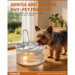 【Tomxcute】Glass Cat Water Fountain, 84oz/2.5L Scientific Gold Capacity for 1-2 Cats, Tiered Step-Level with Soft Warm Glow, Ultra Quiet Borosilicate Glass, Reduces Feline Acne 【Tomxcute】Glass Cat Water Fountain, 84oz/2.5L Scientific Gold Capacity for 1-2 Cats, Tiered Step-Level with Soft Warm Glow, Ultra Quiet Borosilicate Glass, Reduces Feline Acne