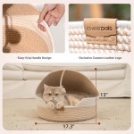 【CHEERPALS】Covered Cat Basket Bed with Washable Cushion & Cotton Ball Rope – Handwoven Breathable Cave Design for Indoor Cats, All-Season Universal, White " 【CHEERPALS】Covered Cat Basket Bed with Washable Cushion & Cotton Ball Rope – Handwoven Breathable Cave Design for Indoor Cats, All-Season Universal, White "