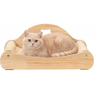 【Borozo】3-in-1 Cat Scratcher Bed – 100% Sisal Chaise Lounge for Rest, Scratch & Play, Protects Furniture, Durable & Stress-Relieving, Wood Color