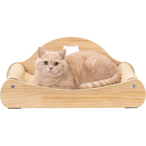 【Borozo】3-in-1 Cat Scratcher Bed – 100% Sisal Chaise Lounge for Rest, Scratch & Play, Protects Furniture, Durable & Stress-Relieving, Wood Color 【Borozo】3-in-1 Cat Scratcher Bed – 100% Sisal Chaise Lounge for Rest, Scratch & Play, Protects Furniture, Durable & Stress-Relieving, Wood Color
